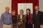 Pictured at the winter meeting of the Wessex Grey Partridge Group: Susie Sheldon and Anthony Grieve from Kings Manor Farm, Freshwater Isle of Wight receiving their Wessex Grey Partridge Trophy from Christopher Langford of Dreweate Neate, sponsors of the award.